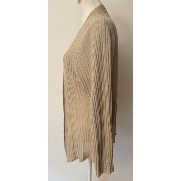 EILEEN FISHER Organic Linen Lightweight Ribbed Textured Open Cardigan Size Large - Picture 3 of 7